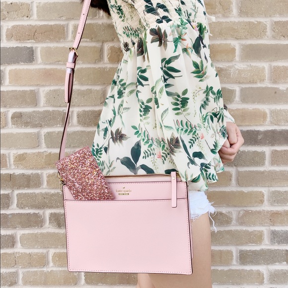 Kate Spade Crossbody Pink glitter Wallet SET - Picture 4 of 6